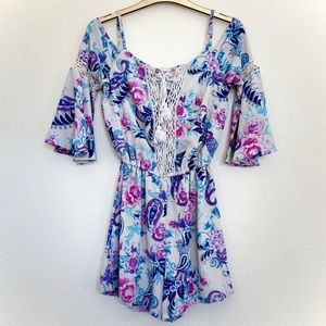 Sunset & Sixth cute Paisley Boho Romper sz XS